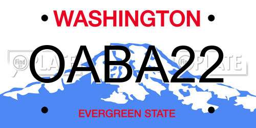 OABA22 Washington License Plate