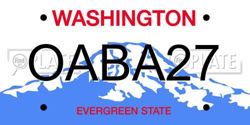 OABA27 Washington License Plate