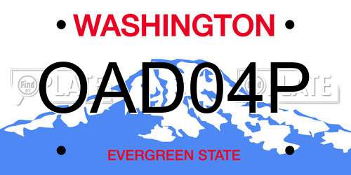 OAD04P Washington License Plate