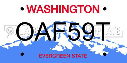 OAF59T Washington License Plate