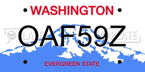 OAF59Z Washington License Plate