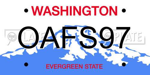OAFS97 Washington License Plate