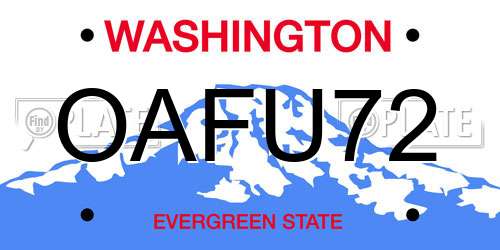 OAFU72 Washington License Plate