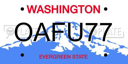 OAFU77 Washington License Plate
