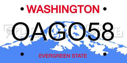 OAGO58 Washington License Plate