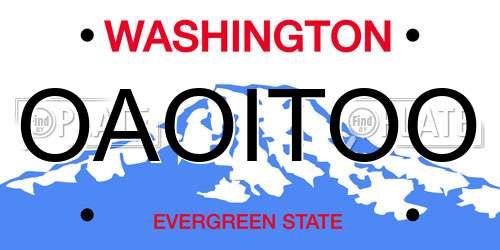 OAOITOO Washington License Plate