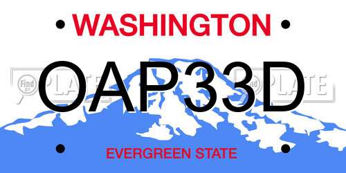 OAP33D Washington License Plate