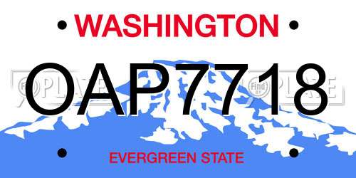 OAP7718 Washington License Plate
