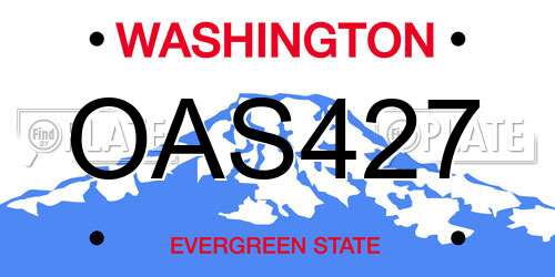 OAS427 Washington License Plate