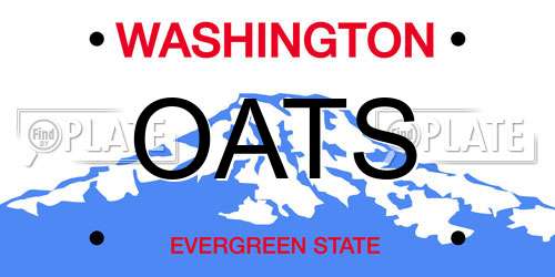 OATS Washington License Plate