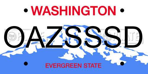 OAZSSSD Washington License Plate