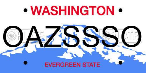 OAZSSSO Washington License Plate
