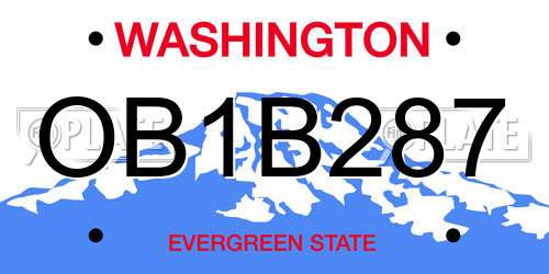 OB1B287 Washington License Plate