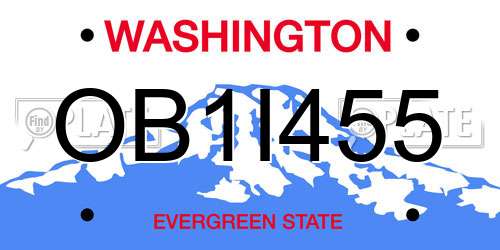 OB1I455 Washington License Plate