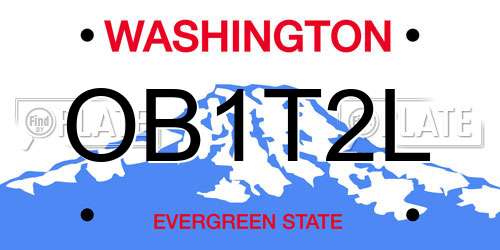 OB1T2L Washington License Plate