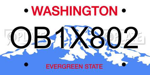 OB1X802 Washington License Plate