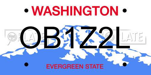 OB1Z2L Washington License Plate