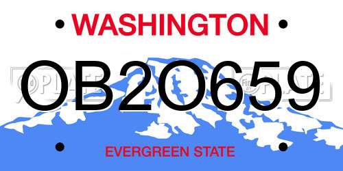 OB2O659 Washington License Plate