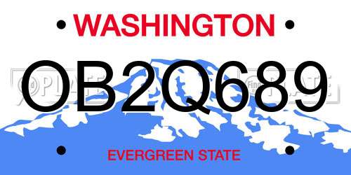 OB2Q689 Washington License Plate