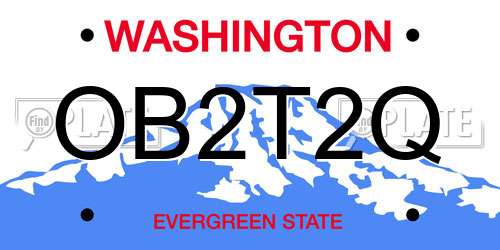 OB2T2Q Washington License Plate