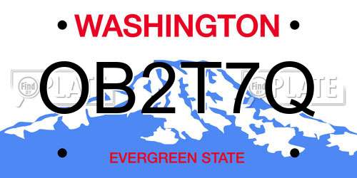 OB2T7Q Washington License Plate