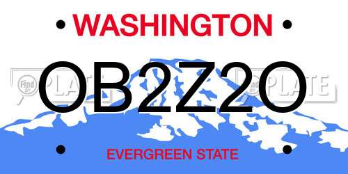 OB2Z2O Washington License Plate