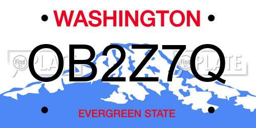 OB2Z7Q Washington License Plate