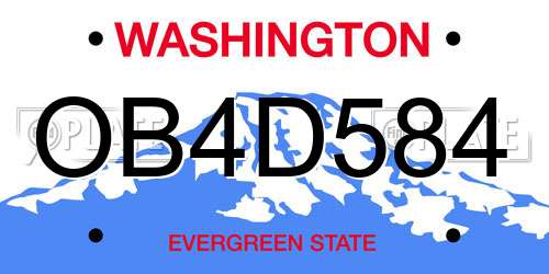 OB4D584 Washington License Plate