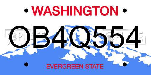 OB4Q554 Washington License Plate