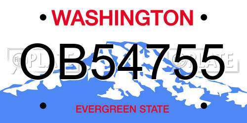 OB54755 Washington License Plate