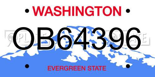 OB64396 Washington License Plate
