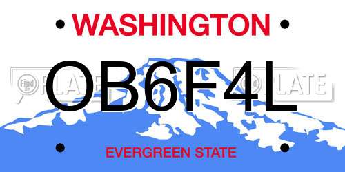 OB6F4L Washington License Plate