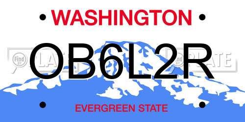 OB6L2R Washington License Plate