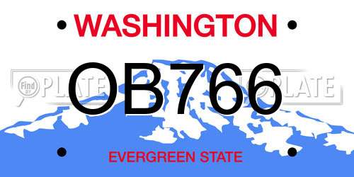 OB766 Washington License Plate