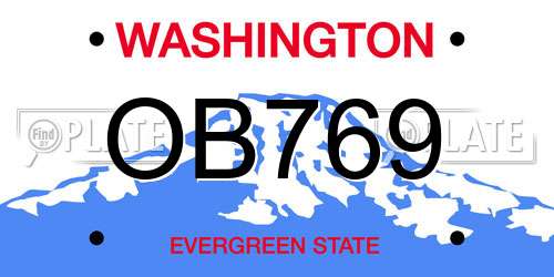 OB769 Washington License Plate