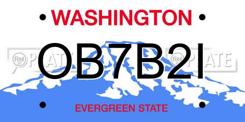 OB7B2I Washington License Plate