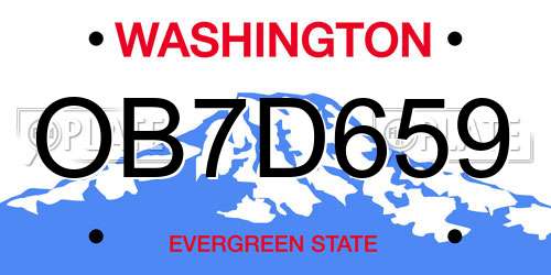 OB7D659 Washington License Plate