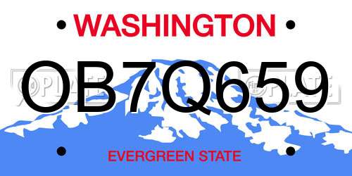 OB7Q659 Washington License Plate