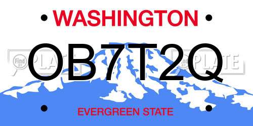 OB7T2Q Washington License Plate