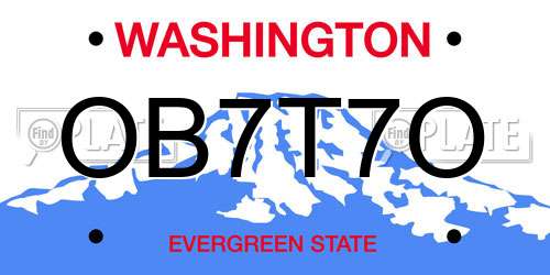 OB7T7O Washington License Plate