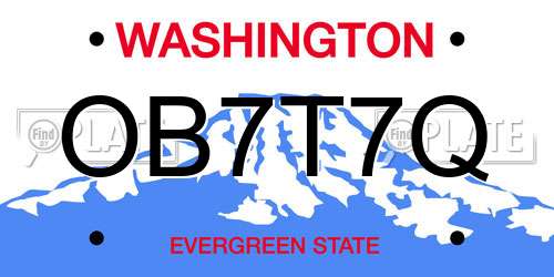 OB7T7Q Washington License Plate