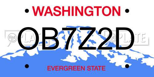 OB7Z2D Washington License Plate