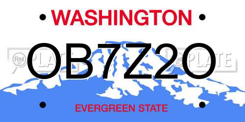 OB7Z2O Washington License Plate