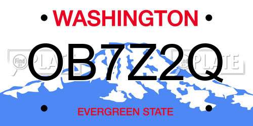 OB7Z2Q Washington License Plate