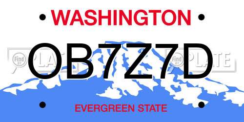 OB7Z7D Washington License Plate