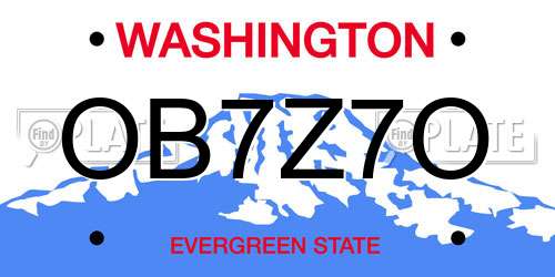 OB7Z7O Washington License Plate
