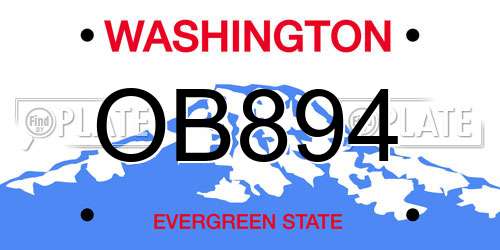 OB894 Washington License Plate