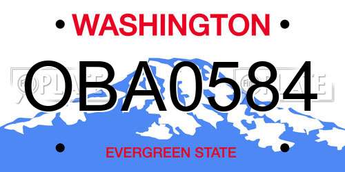 OBA0584 Washington License Plate