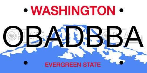 OBADBBA Washington License Plate