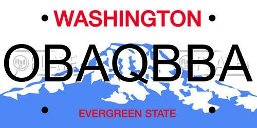 OBAQBBA Washington License Plate